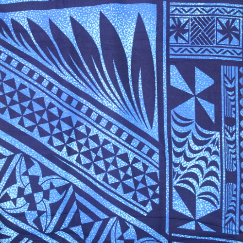 Samoan Design Dobby Cotton Print fabric; Blue; Size: 48"x44"