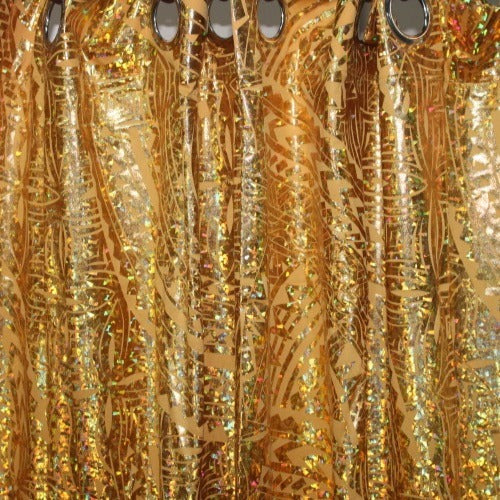 Manua's Samoan Design Curtain; Gold Color, Size: 55"x77"