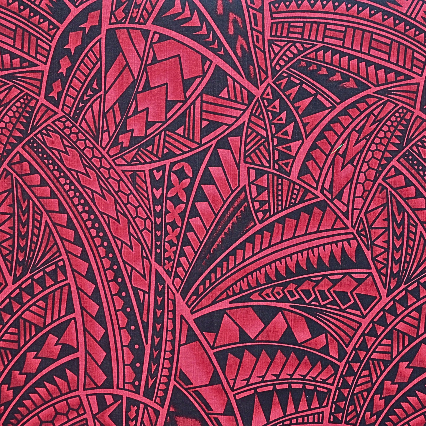 Dobby Print Material - Polynesian Tribal Design (Red, Maroon, and Black) - 44"x36"