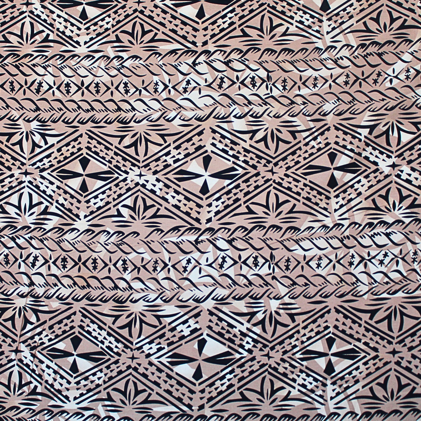 Samoan Design Cotton Print Fabric - Samoa Tribal (Brown, Cream, and Black) - 44"x36