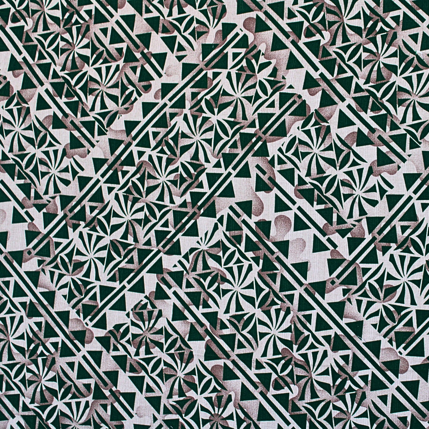 Dobby Print Material - Tapa Design (Beige and Dark Green) - 44"x36"