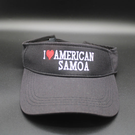 Sports Sun Visor (I Love American Samoa Design) - Black Color