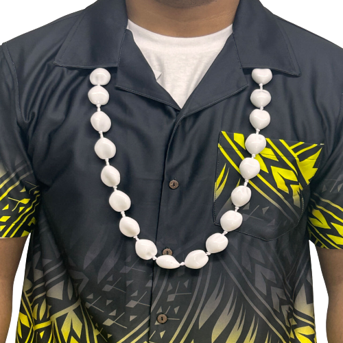 White Plastic Plain Ula Pu’a for Men - Traditional Samoan Necklace