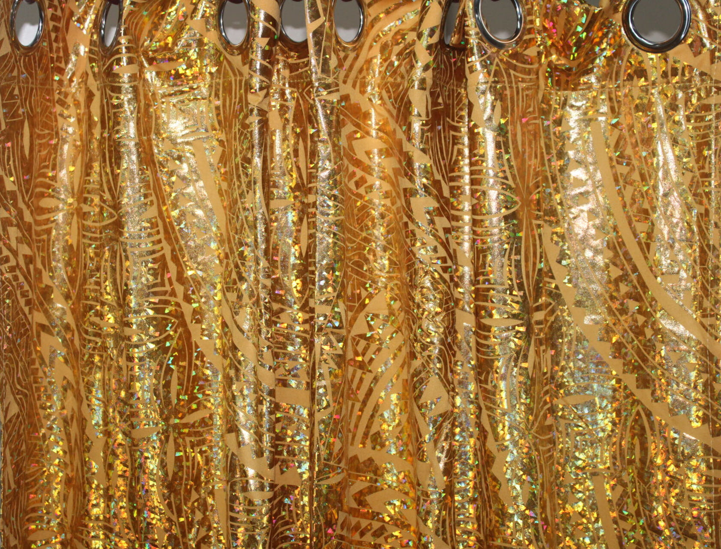 Manua's Samoan Design Curtain; Gold Color, Size: 55"x77"