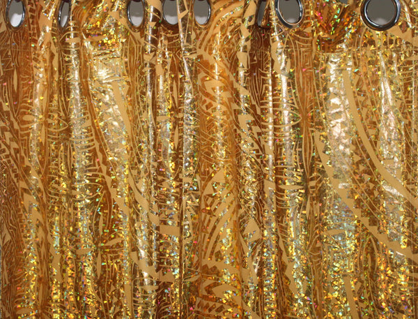Manua's Samoan Design Curtain; Gold Color, Size: 55"x77"