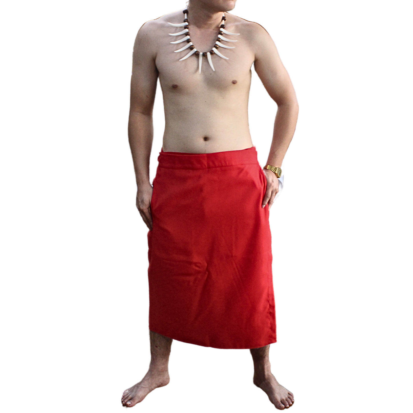 Long Sulu (Ie-Faitaga) Plain Red– Traditional Samoan Attire for Every Occasion