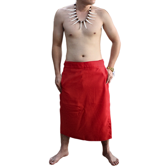 Long Sulu (Ie-Faitaga) Plain Red– Traditional Samoan Attire for Every Occasion