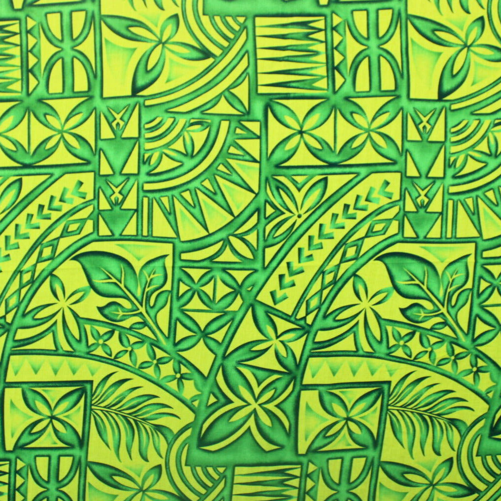 Dobby Print Material (Green Leaves on Yellow ) 44x36