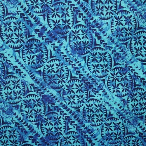 Samoan Dobby Cotton Printed Navy Blue