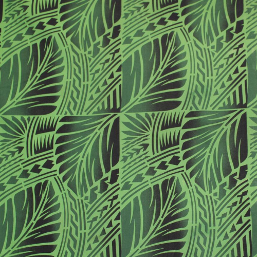 Green Samoan tattoo design with green flower and geometric design on 100% cotton fabric