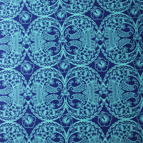 SAMPLE- Slub Cotton Fabric Turquoise/Navy
