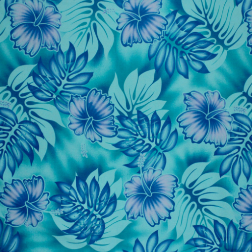 Samoan Design Cotton Print Fabric- Tropical Hibiscus Flowers- 44"x36"