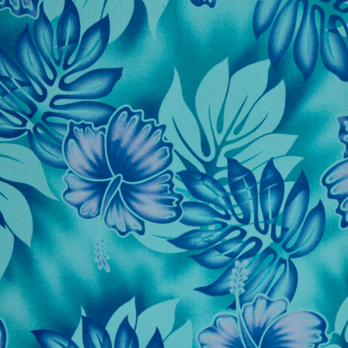 Samoan Design Cotton Print Fabric- Tropical Hibiscus Flowers