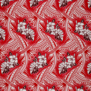 Samoan Design Cotton Print Fabric -  Siapo Elei Hibiscus