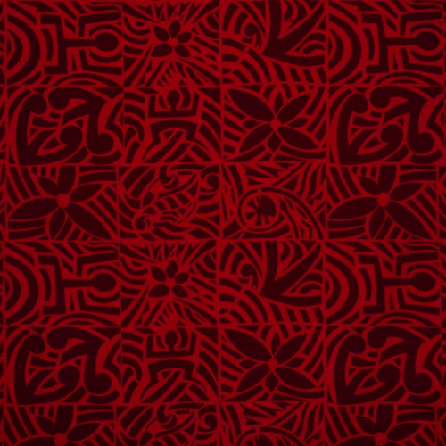Samoan Design Dobby Cotton Print Fabric - Red