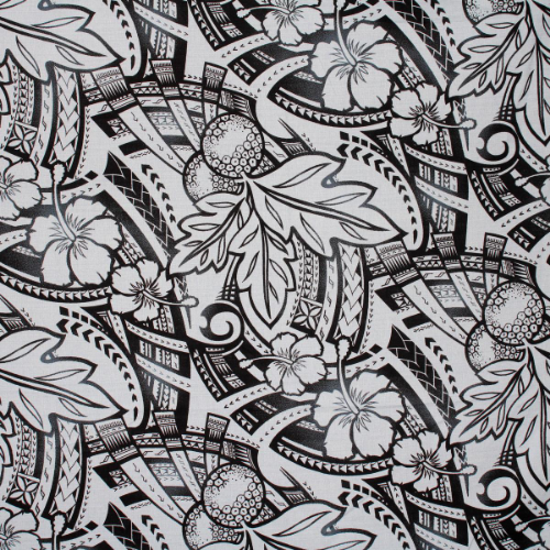 Samoan Design Dobby Cotton Print Fabric - Gray