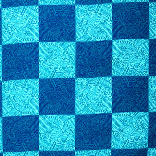 Samoan Design Dobby Cotton Print Fabric- Turquoise/Blue - 44"x36"