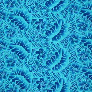 Samoan Design Dobby Cotton Print Fabric- Turquoise/Blue