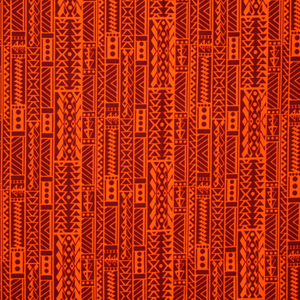 Samoan Design Dobby Cotton Print Fabric - Orange/Brown