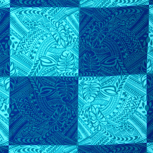 Samoan Design Dobby Cotton Print Fabric- Turquoise/Blue - 44"x36"