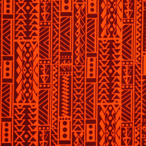 Samoan Design Dobby Cotton Print Fabric - Orange/Brown-44"x36"