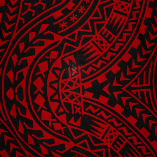 Red and black Samoan tattoo and flower design on quick-dry polyester fabric