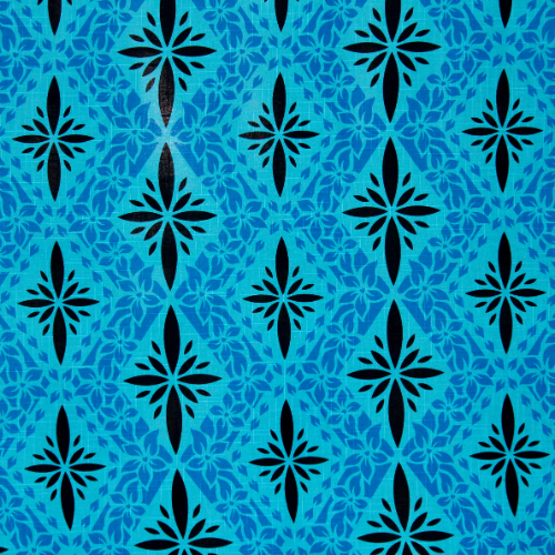 Blue designs with flower and geometric design on 100% cotton fabric