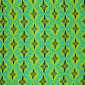 Light green and blue designs with flower and geometric design on 100% cotton fabric