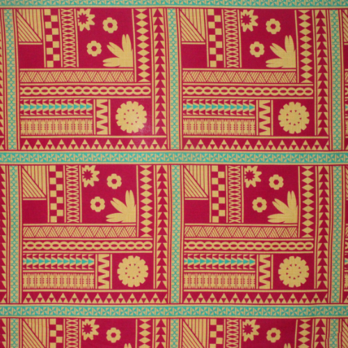 Samoan Design Cotton Print Fabric - Slub Cotton Tapa Pattern -44"x36"