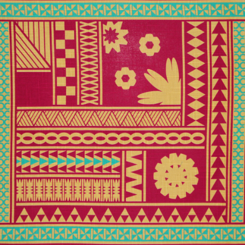 Samoan Design Cotton Print Fabric - Slub Cotton Tapa Pattern