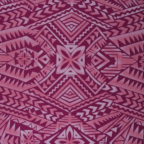 Purple Samoan tattoo design with flowers and geometric patterns printed on 97% polyester and 3% spandex